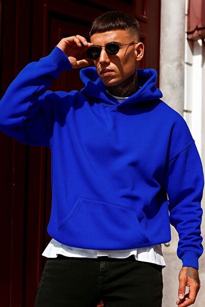 BENROMA Hanorac unisex cu glugă, imprimat, din bumbac pieptănat cu 3 fire