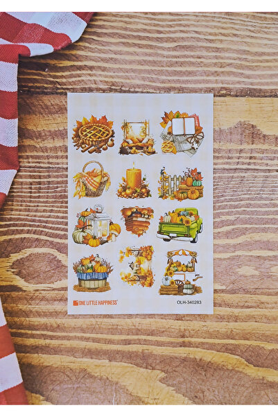One Little Happiness Set de autocolante vintage cu tematică de dovleac / potr...