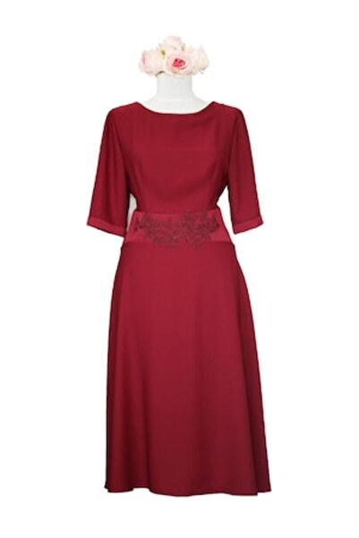 Tyana Art - Rochie cu aplicații, Bordo, mărimea 42