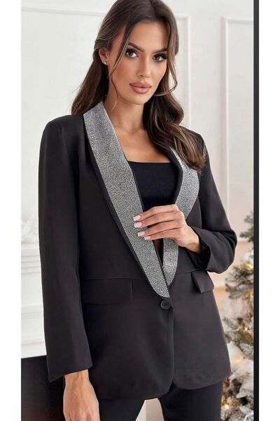 Pretty Women's jacket with glitter collar