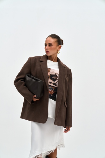 BOHEMAİ Fusta din satin alb cu detaliu din dantela Lina