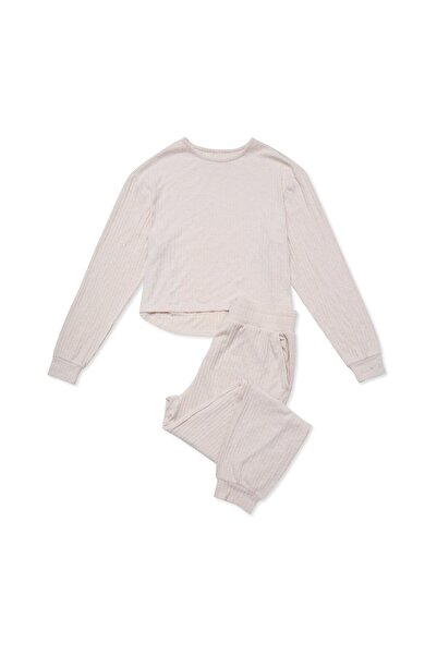 ESOTIQ Women's 2-Piece Outfit Set Homewear Loungewear Long Sleeve & Long Trousers Ribbed Comfy | Clytia