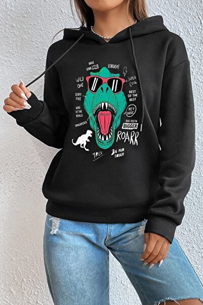 trendypassion سويت شيرت مطبوع تي ريكس للجنسين