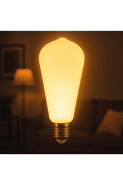 ORBUS Milky ST6W LED Filament Ampul – Beyaz Cam, Sarı Işık, 6W 540 Lümen E27 Duy