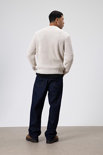 VAMOSCLO Crew Neck Oversize Knitwear Sweater Stone