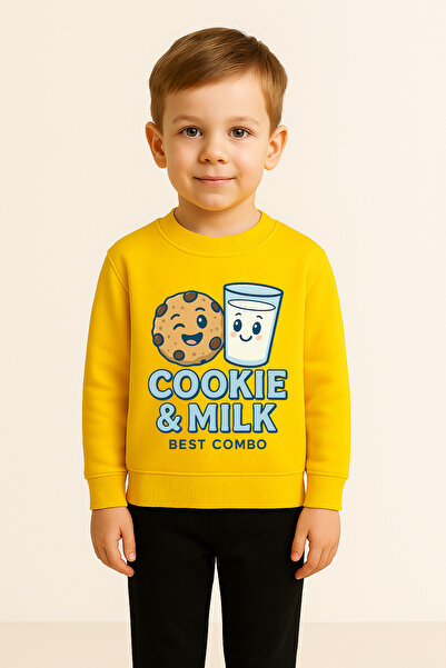 BookOrBook Παιδικό Σετ Αθλητικής Φόρμας | Μπισκότα & Γάλα | 3-12 ετών | 100% βαμβάκι 3 κλωστές Σ επένδυση fleece Χοντρό ύφασμα | Χειμώνας