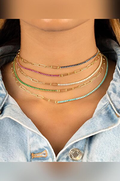 The Collection Kadın Lüks Su Yolu Zincirli Gold Kararmaz Çelik Kolye