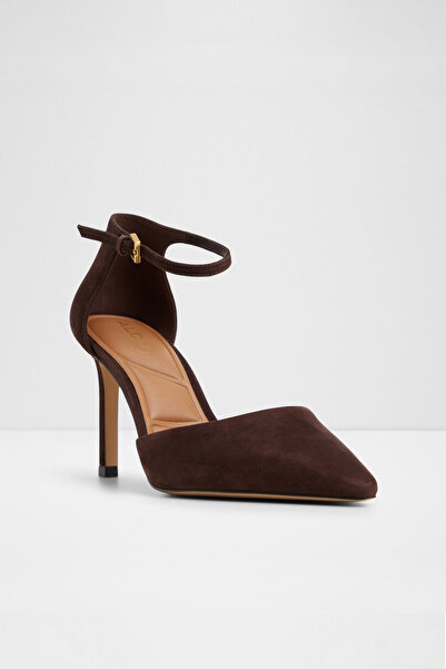 Aldo Merlo - Women's Tan Genuine Nubuck Thin Heeled Buckle Shoes