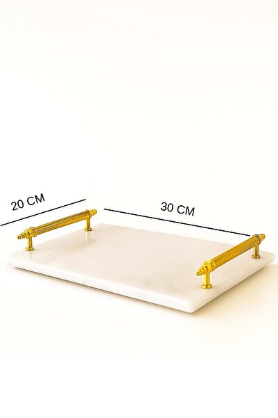 Jenisa Marble Multi-Purpose Presentation Tray with Gold Handle - Promise & Engagement Ring Tray