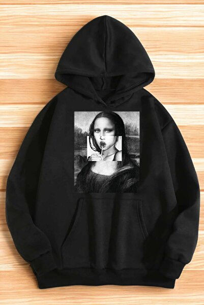 trendypassion Unisex Mona Lisa cu imprimeu cu glugă Swea tricou