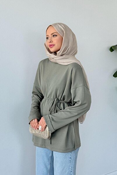 Şulemoda Giyim Δερμάτινο τουνίκ με διπλό μανίκι χακί