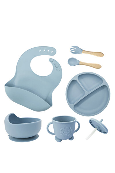 Ælements Set de hrănire pentru bebeluși cu 6 elemente, silicon fără BPA, alba...