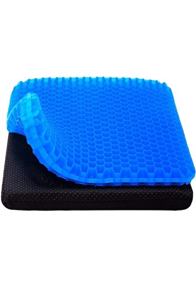 OEM Ορθοπεδικό μαξιλάρι καθίσματος από τζελ (42x36x3 cm) - Μπλε/Μαύρο, Κυψελο...