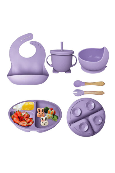 Ælements Set de hrănire pentru bebeluși 6 în 1, silicon fără BPA, include bol...