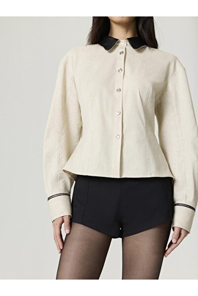 Nocturne Deri ve Fermuar Detaylı Gömlek