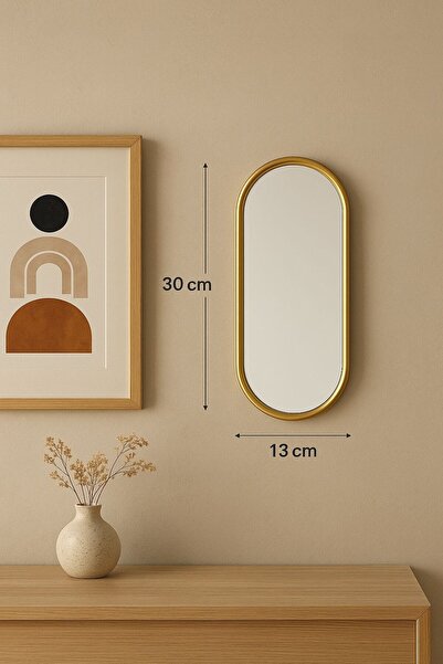 Arma House Küçük Gold Çerçeveli Oval Dekoratif Ayna 30*13 cm