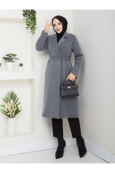 RACE FASHİON Belted Lined Cashmere Coat Rc5032