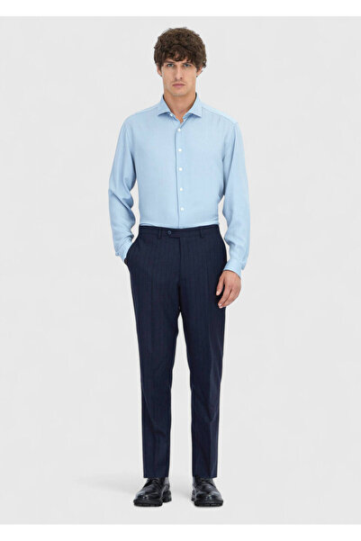 Ramsey Blue Plain Woven Casual Shirt