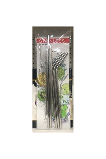 ealoni 6'Lı Çelik Pipet Seti Temizleme Aparatlı