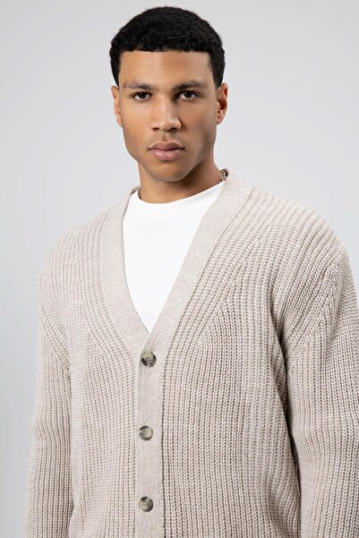 VAMOSCLO V-Neck Buttoned Knitted Cardigan Sweater Dark Stone