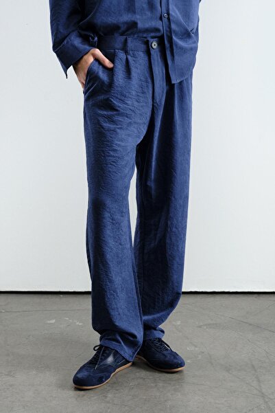 GIESTO Plied Effect Modal Dark Blue Trousers