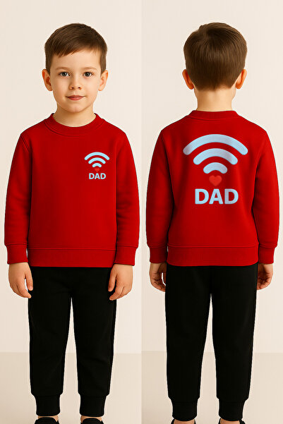 BookOrBook Çocuk Eşofman Takımı | Dad(Baba) | 3-12 Yaş | %100 Pamuk 3 İplik Şardonlu Kalın Kumaş | Kışlık