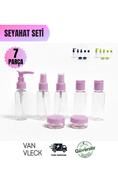 VAN VLECK 7 Parça Seyahat Seti – Şeffaf Fermuarlı Çanta, Sprey Şişeler, Sabun...