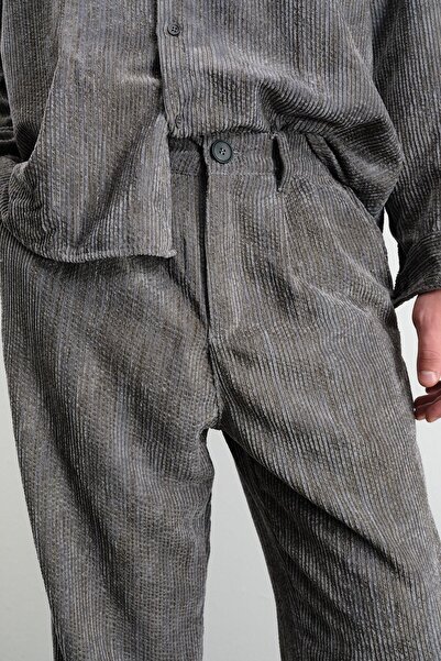 GIESTO Effective Pleated Velvet Anthracite Pants