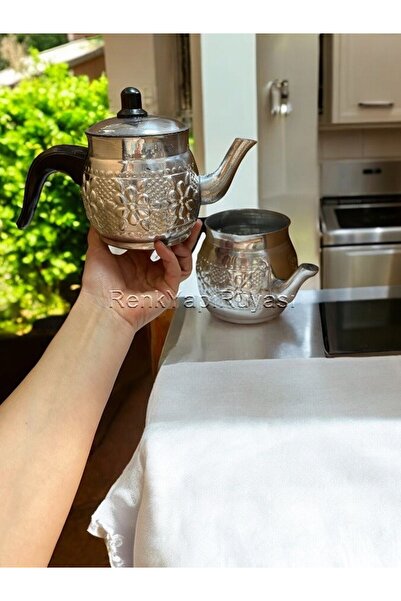RENK YAPI RÜYASI Motif-Patterned Stylish Quality Aluminum Teapot Non-Spilling Non-Dropping Aluminum Teapot No: 2