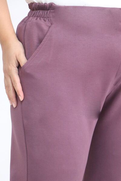 Eslina 59013 Plus Size Modal Pants with Elastic Back and Pockets - Dusty Rose