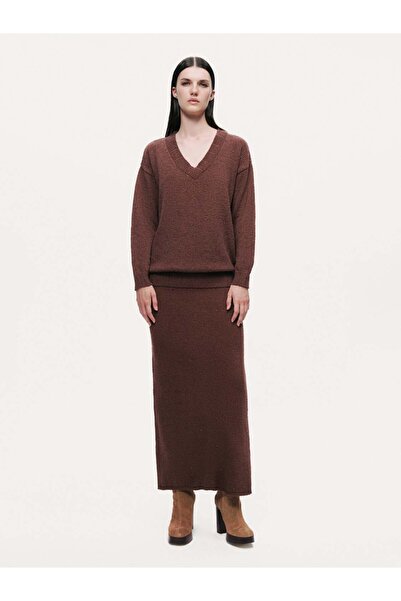 Nocturne Taş Detaylı Triko Maxi Etek