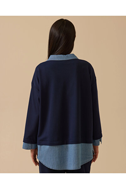 SCL Double Fabric Stone Detailed Sweatshirt