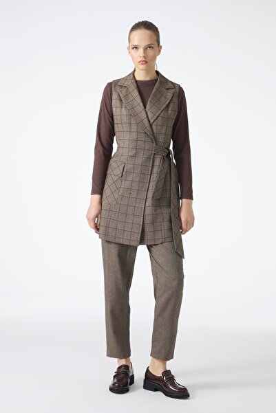 Zühre طقم ثلاثي منقوش باللون البني TK-1050