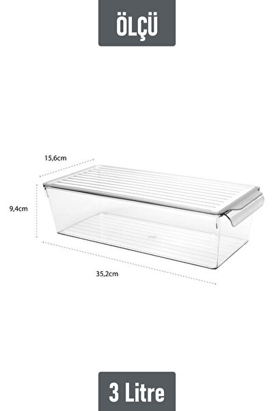 İronika Refrigerator Organizer with Lid Fruit Vegetable Storage Container Organizer 3 Liters X 3 Pieces