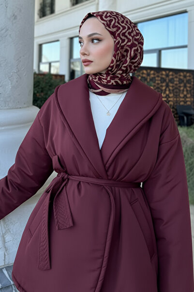 Genel Markalar Düz Kuşaklı Şişme Mont 5912 - BORDO