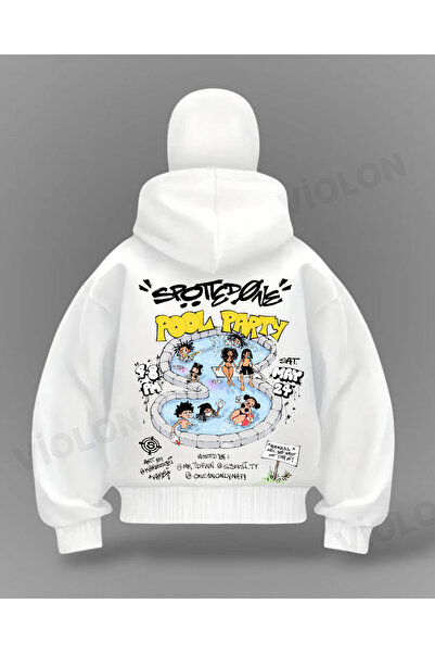 Violon سترة كبيرة الحجم بتصميم جرافيتي ستريت ديتيل فول ماسك