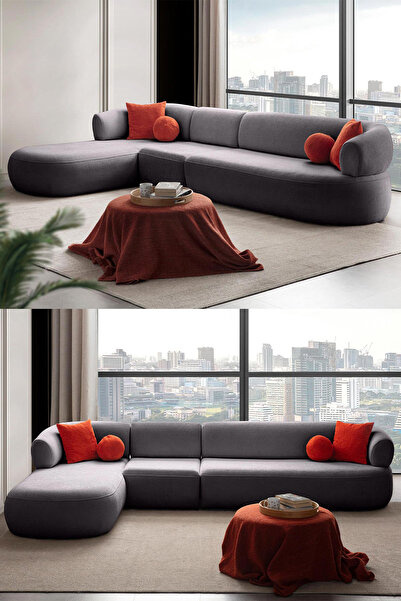 Eymense Roma Köşe Koltuk Piyonlu Sol Köşe Koyu Gri