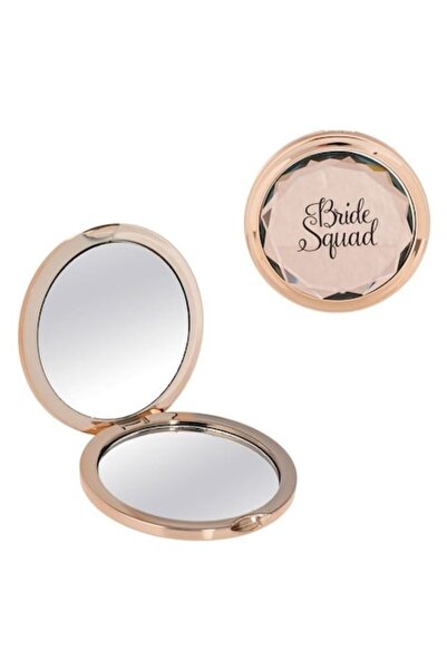 ANTBRO Double Round Pocket Mirror 'Bride Squad' Pink-Gold Ø7 cm – Compact and Elegant Accessory for Brid
