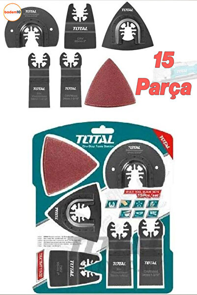 TOTAL TAKTMT1502 Çok Amaçlı Kesici Uç Seti 15 Parça Ahşap Metal Zımpara Teste...