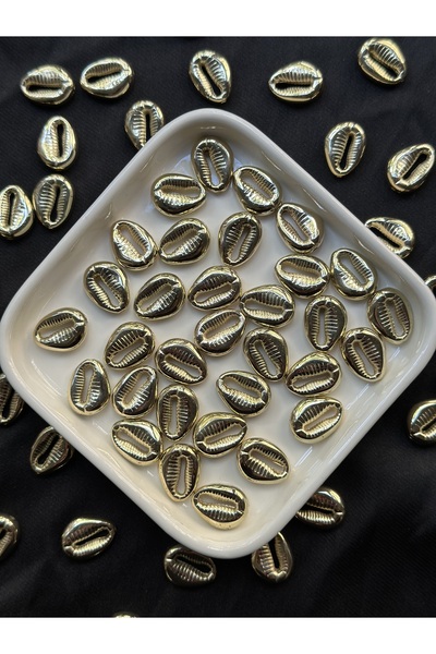 Bijumix Aksesuar 30 Adet Altın Gold Dore Deniz Kabuğu Boncuk – Akrilik Plasti...