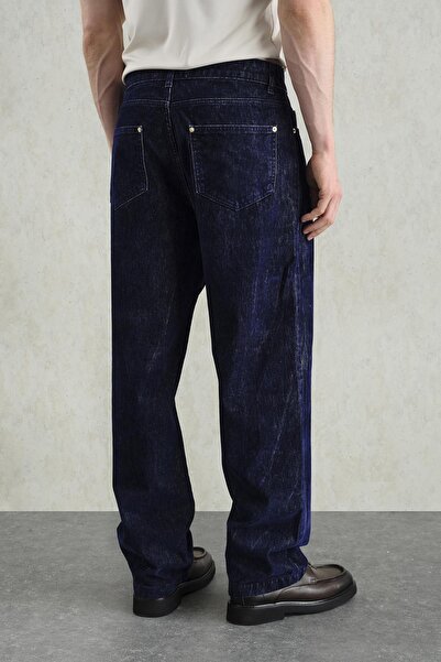 GIESTO Gold Accessory Detail Dark Blue Trousers