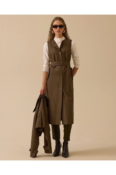 SEÇİL Çift Kullanımlı Leopar Detaylı Kemerli Trençkot