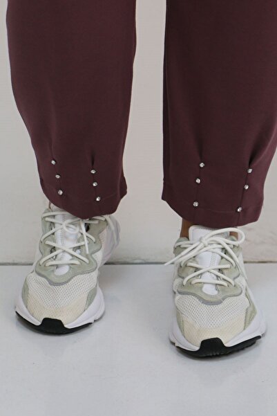 Eslina 59027 Plus Size Pearl Embellished Modal Pants - Dusty Rose