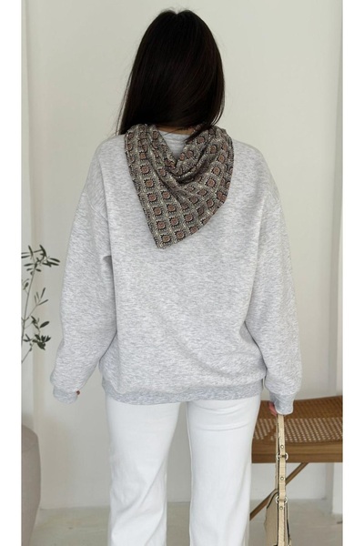 Noa Noa Embroidery Detailed Long Sleeve 3 Thread Scarf Sweatshirt