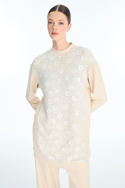 Zühre Stand Collar Floral Pattern Double Suit Tk-1726