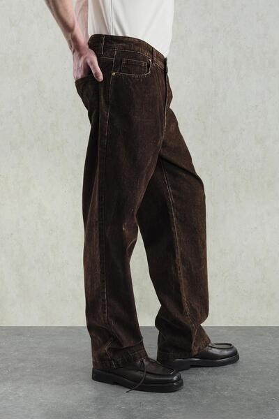 GIESTO Brown Pants with Gold Accessory Details