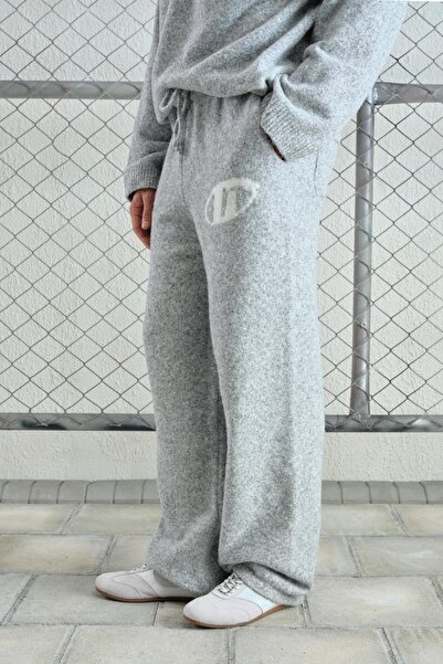 GIESTO Soft Textured Knitted Tricot Gray Pants