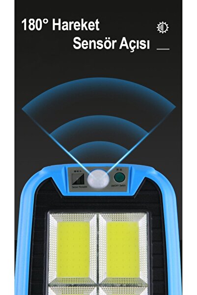 Rabelix Online Marketing Kumandalı Güneş Enerjili Sensörlü 3 Modlu 150 Cob 170 Lümen 10 Watt Ledli Solar Lamba-Su Geçirmez