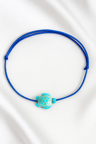 Femenino Sıkma Doğal Taş Kaplumbağa Figürlü Ayarlanabilir İp Halhal