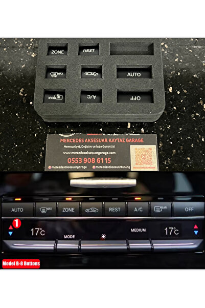 kaytaz غطاء مفاتيح مكيف الهواء لمرسيدس باللون الأسود طراز W212 W207 ذو 8 مفاتيح ذاتي اللصق